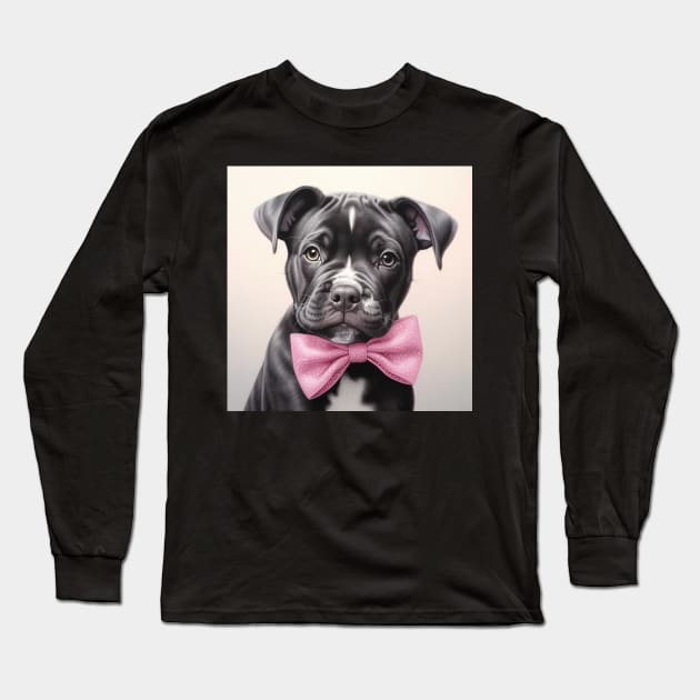 Cute Staffy Long Sleeve T-Shirt by Enchanted Reverie